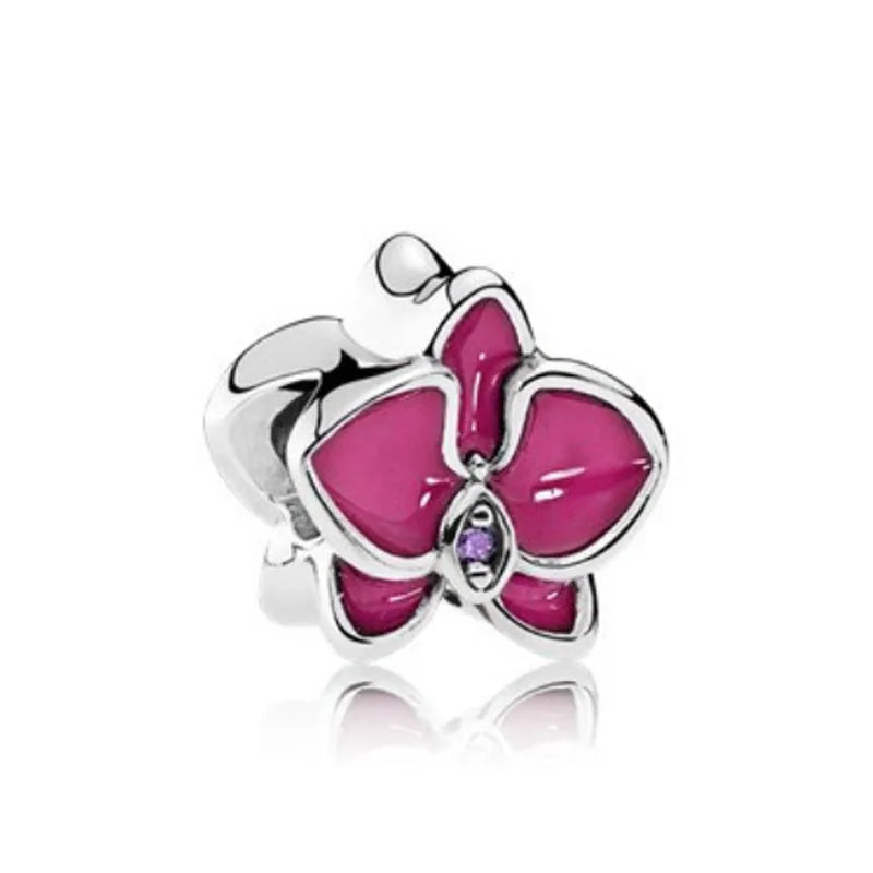 Heiß begehrtes 925er Silber Rosa Serie Blume Hundepfote herzförmiger Anhänger, passend für originale Armband DIY Accessoires, exquisiter Schmuck