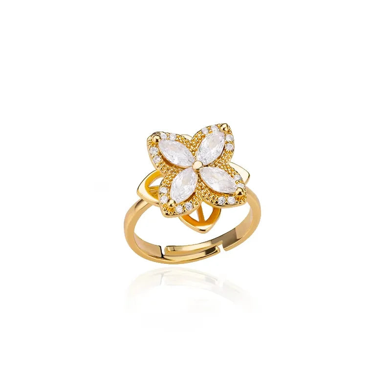 Anti-Stress Angst Fidget Ringe für Frauen Edelstahl Sonnenblume Sonne Stern Spinner Ring Weihnachtsgeschenke Dropshipping