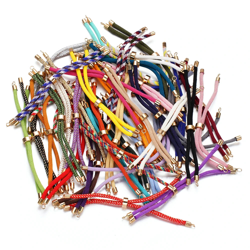 1 Stück Verstellbare Nylon Geflochtene Kordeln Schieber Freundschaftsarmbänder mit Messingkordelende für Schmuckherstellung DIY Zubehör