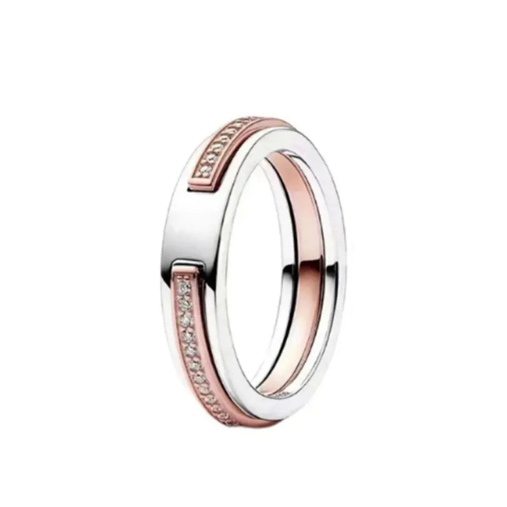 Ring aus Roségold mit Kleeblatt, Herz, Pink, Neu, Bestseller, 925er Silber, geeignet zum Kombinieren, DIY Geburtstagsgeschenk