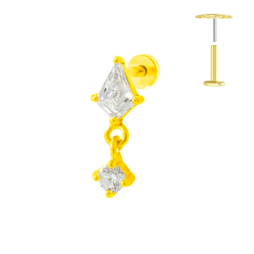 ASTM F136 G23 Titan Blumen Piercing Push-In Zweig Ohrring Stecker Anhänger Gewindefreies Labret Piercing Knorpel Körperschmuck