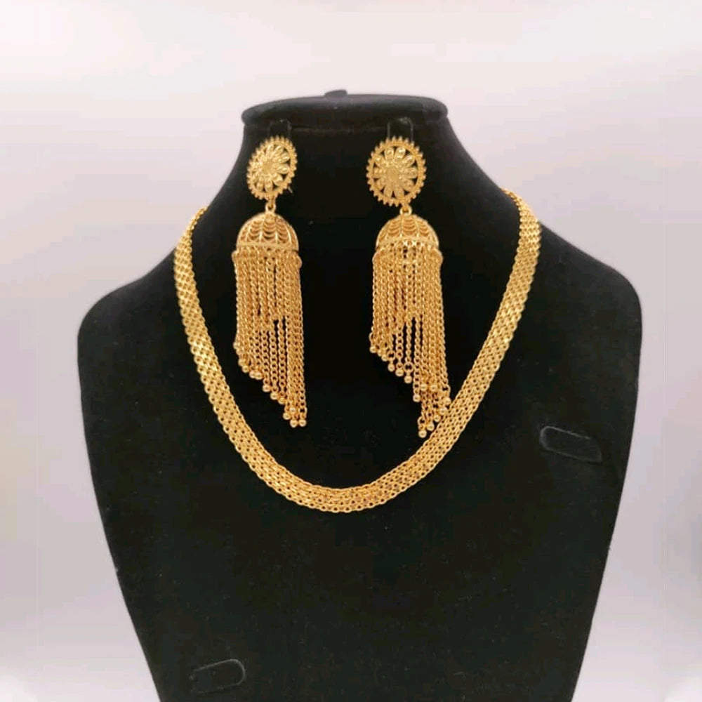 Äthiopien Vergoldete Halskettenkette für Frauen Neues Design Kühne Ohrringe 18k Goldfarbe Dame Elegante Abendparty Schmuck Geschenk