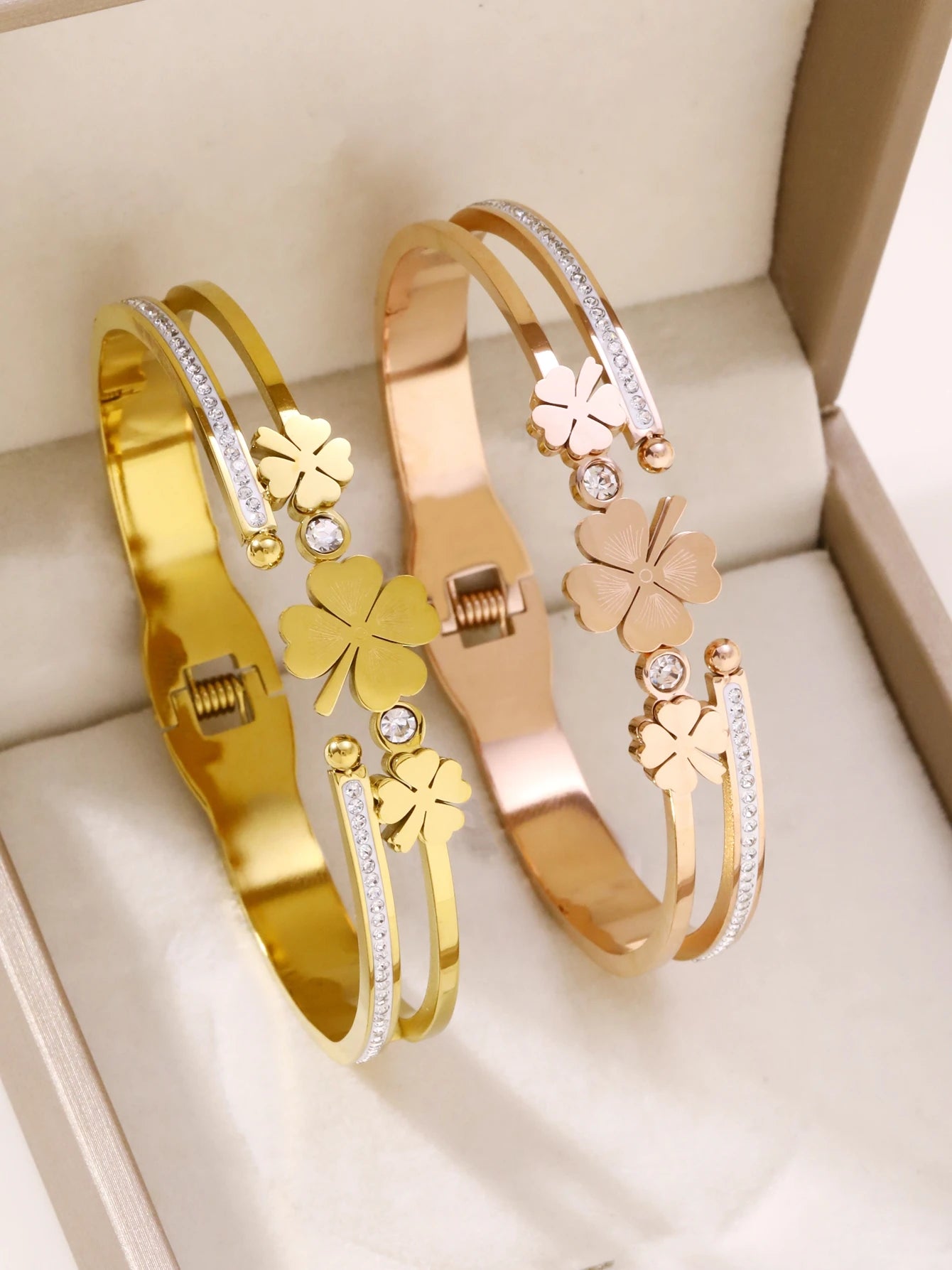 1 Stück/Set Damen Hochzeitsschmuck Party Feiertag Valentinstag Geschenk Edelstahl Armband 18K vergoldet Armband