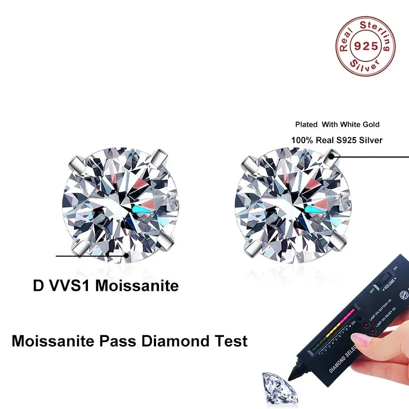 NeeTim Real 2 Karat D Farbe Moissanite Ohrstecker für Frauen 100% 925 Sterlingsilber Funkelnder Diamant Hochzeit Schmuck Geschenk