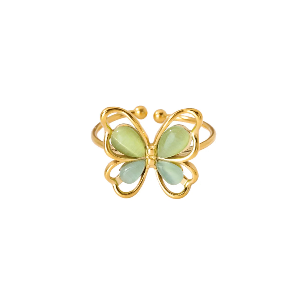 Beliebte Schmetterlingsringe für Damen, goldfarben, Edelstahl, geometrischer Öffnungs-Fingerring, ästhetischer Hochzeits-Weihnachtsschmuck