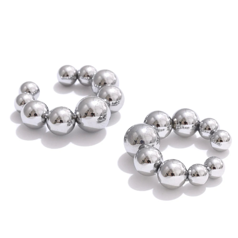Yhpup 316L Edelstahl Rundperlen Ohrknochen Ohrringe 16K PVD-beschichtet Mode Personalisierte Ohrclip Accessoires 2025