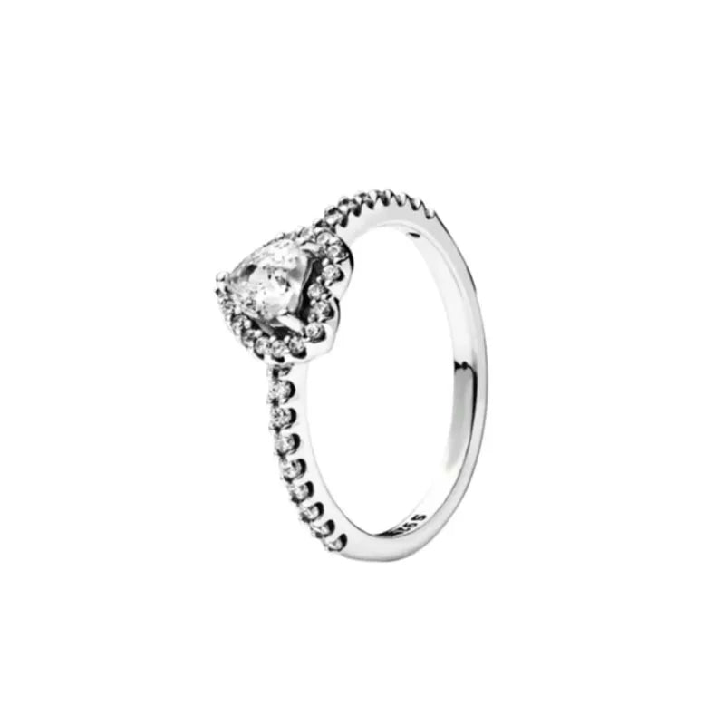 925er Silber Herz-Stein-Ring Neu Heiß Verkaufend Rosa Weiße Ringe Geeignet für jeden Anlass Passendes DIY Geburtstagsgeschenk
