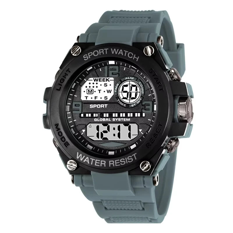 Unisex Outdoor Sports Digital Watch Big Dial LED Alarm 1237 Sport Watch for Men And Women