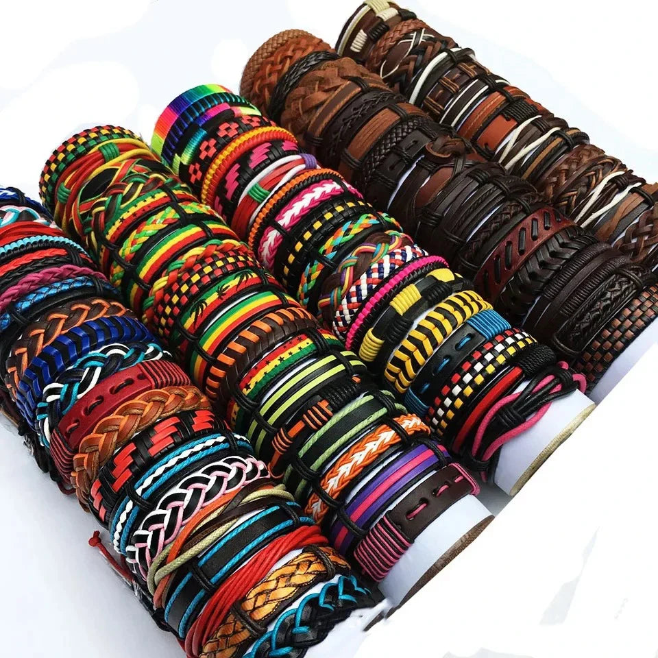 5 Stücke/Los Vintage Leder Charm Armbänder Für Frauen Mix Styles Verstellbares Armband Männer Mode Party Schmuck Zubehör