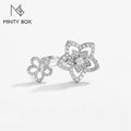 MINTYBOX S925 Sterling Sliver Flower Moissanite Rings for Women D Color Diamond Wedding Band Sparkly Fine Jewelry Certificated