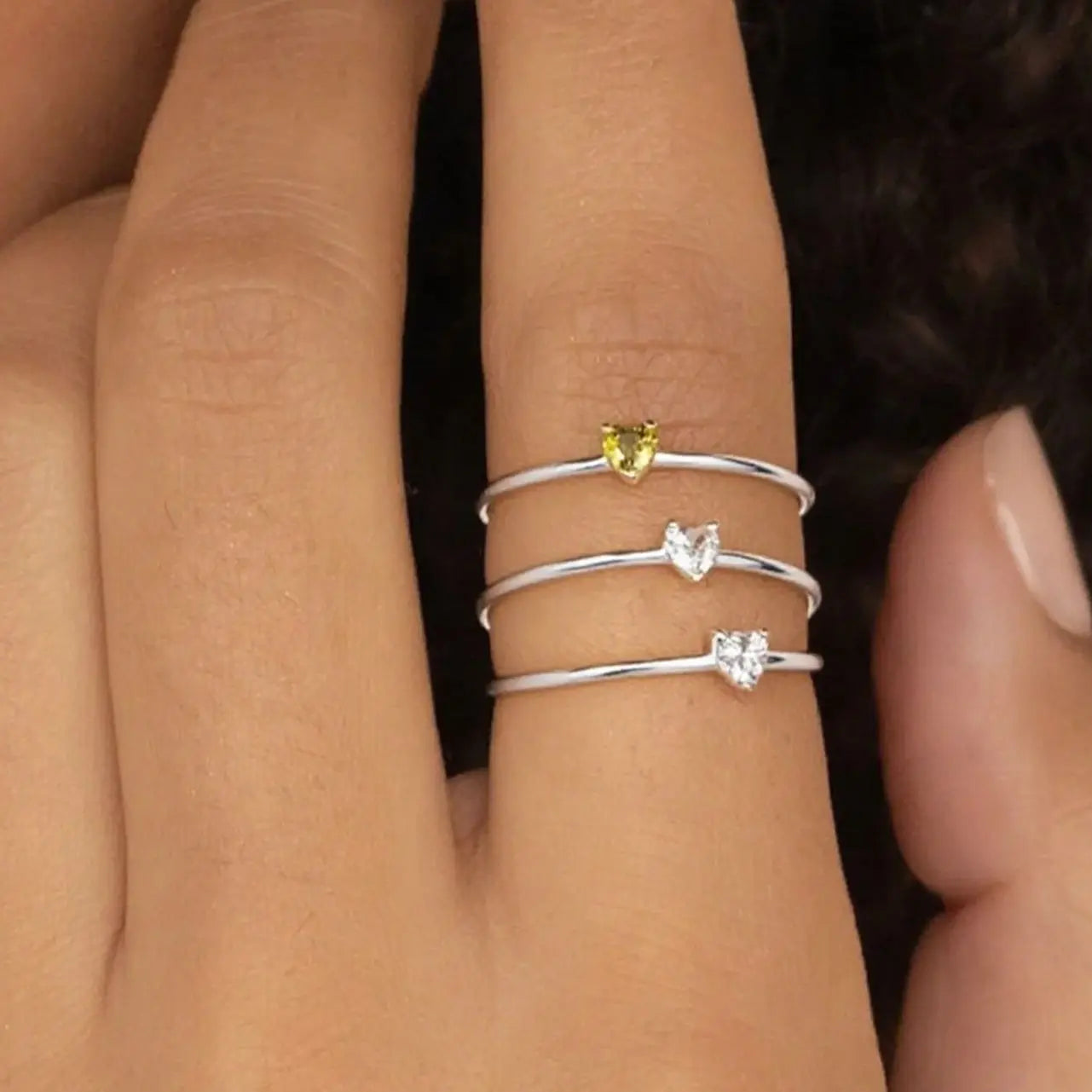 Mode Zirkon Herz Geburtssteinringe für Damen Edelstahl Goldfarbe Geburtssteinring Ästhetischer Hochzeitsschmuck Geschenk