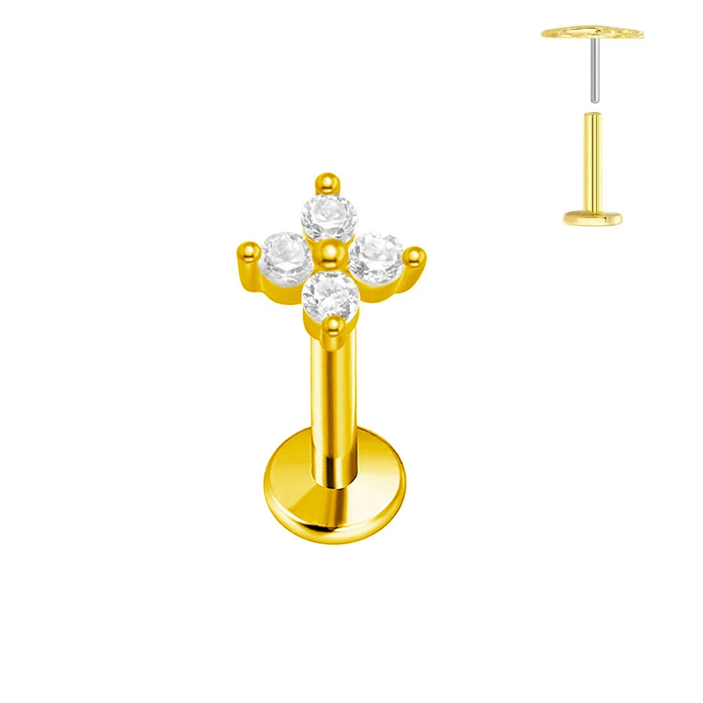 ASTM F136 G23 Titan Herzförmiger Ohrstecker 16G 18G 20G Threadless Piercing Butterfly Push-in Lippenstecker Daith Labret Conch
