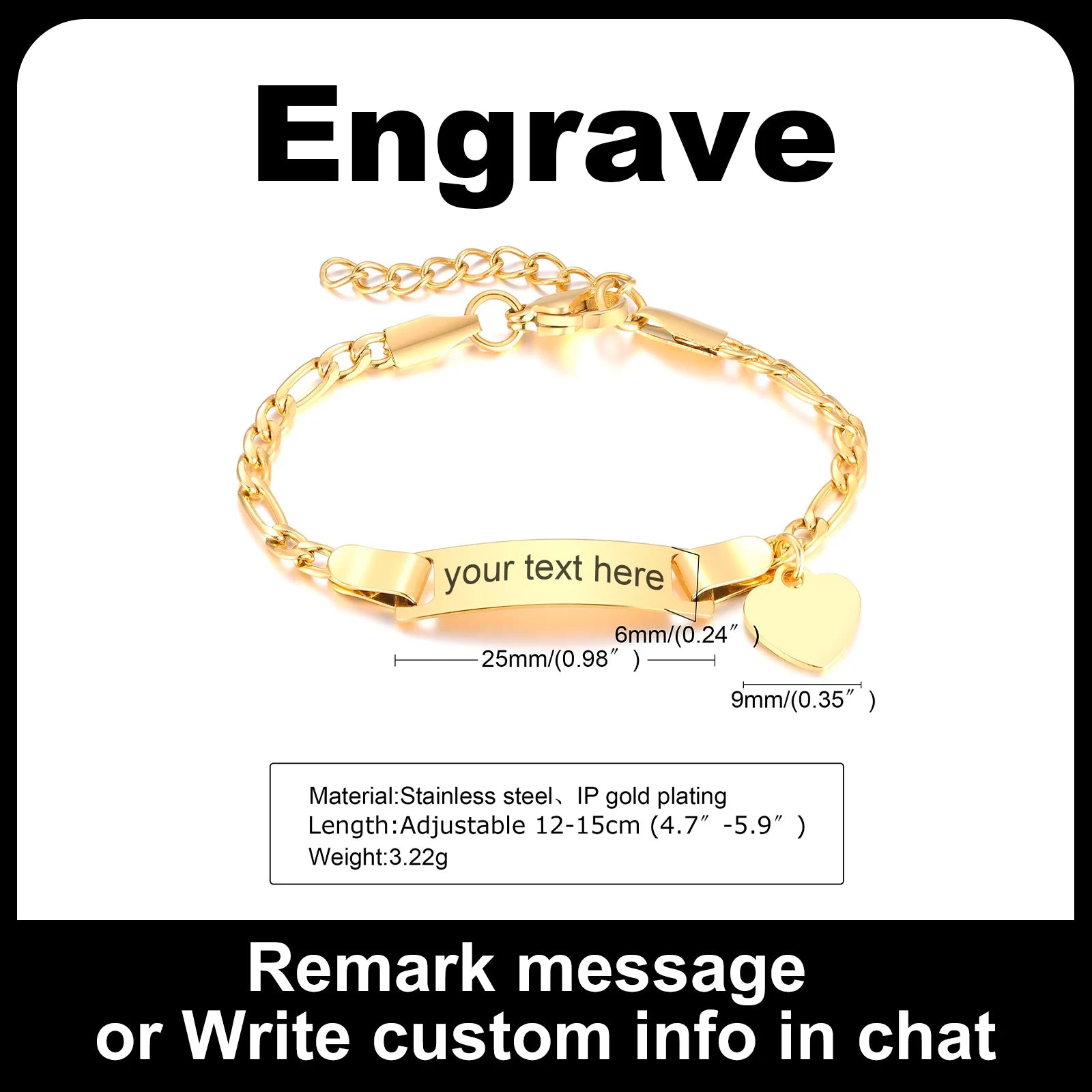 Personalisiertes Herz-Armband für kleine Mädchen/Jungen, gravierbares ID-Namensarmband, personalisiertes Edelstahlketten-Geburtstagsgeschenk