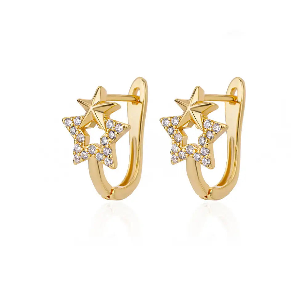 Zirconium Stern Ohrringe für Frauen Mädchen Edelstahl Gold Farbe Ohrring Y2k Hochzeit Ästhetischer Schmuck aretes mujer