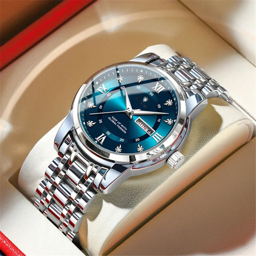 Relojes de pulsera de cuarzo a la moda para negocios, reloj de diamante dorado para hombre, reloj de lujo, relojes automáticos, regalos para hombre, Relojes