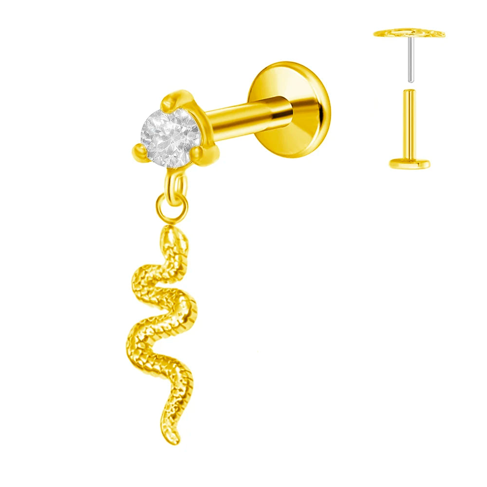ASTM F136 G23 Titan Blumen Mond Stern Labret Piercing Push In Ohrringe Tragus Threadless Flat Back Piercing Körperschmuck