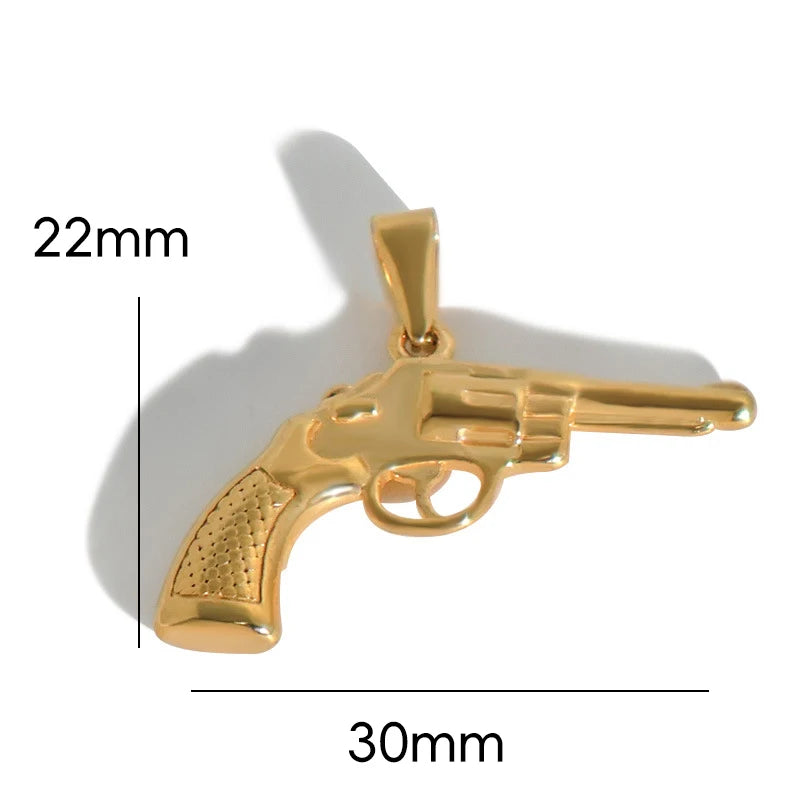 Chapado en Oro de 18k Acero Inoxidable 316l Vintage Pirámide Faraón Pistola Barra Colgante Dije - Joyería Unisex de Moda