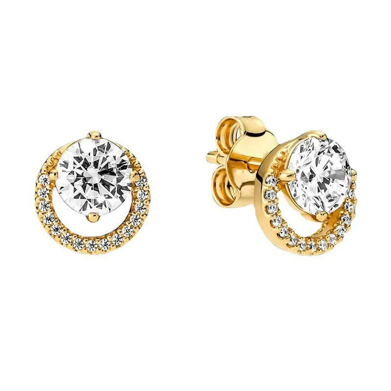 Pendientes de tuerca europeos con cruz de girasol, color dorado, para mujer, festival, exquisitos abalorios, regalos de joyería, plata 925