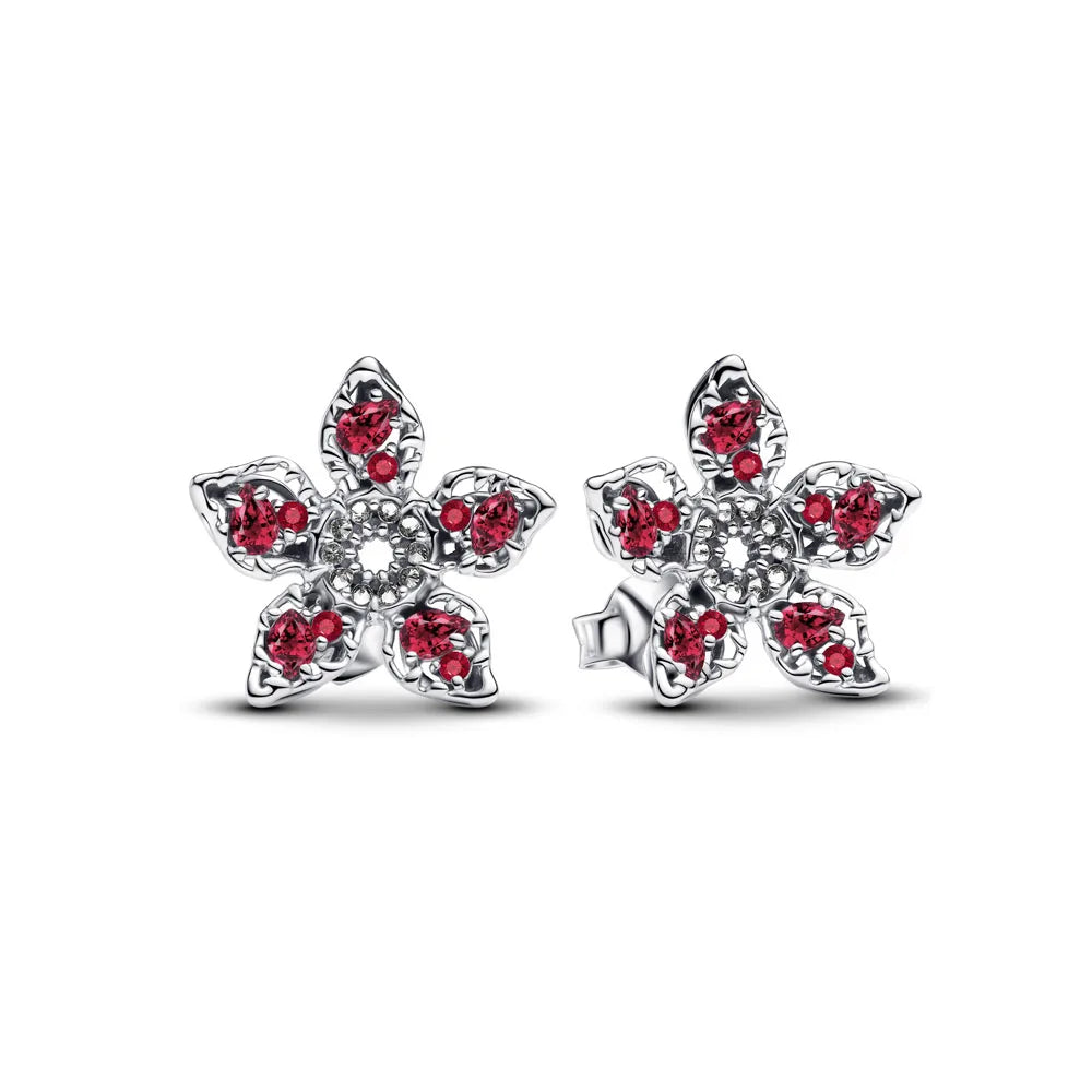 Weihnachtsgeschenk Bestseller 925er Silber blauer Stein Blumen Ohrstecker passend für Damen Festival Exquisiter Charm Schmuck Geschenke