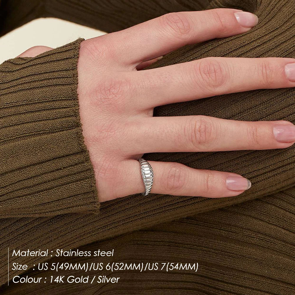 SUNIBI Edelstahlring für Damen und Herren Modischer Stil Textur Schwanz Klassische Paarringe Geschenke Hochzeitsschmuck Großhandel