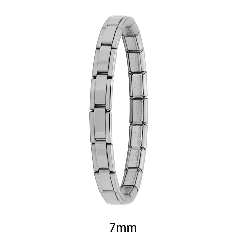Hapiship Neue Damen Schmuck 9mm Breite Italienisches Elastisches Charm Armband Mode Edelstahl Armreif ST-