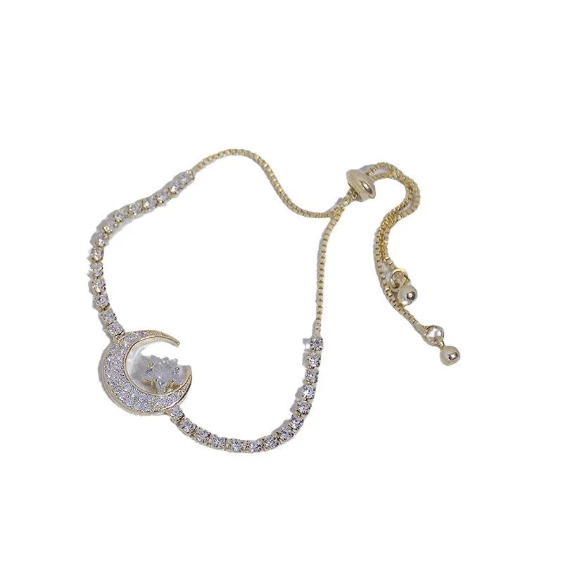 Korea New Design Mode Schmuck Zirkon Stern Mond Dehnbares Verstellbares Armband Mädchen Geschenk Damen Custom Schmuck