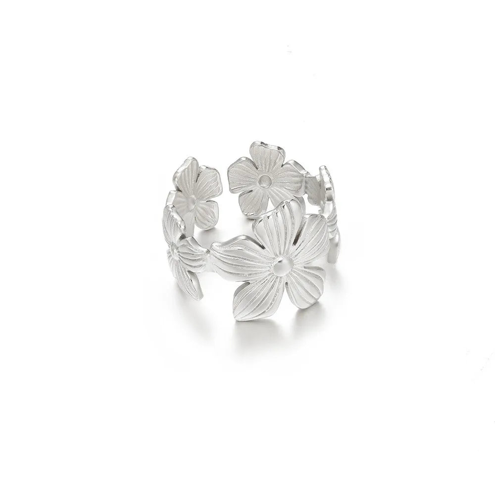 Edelstahl Übertrieben Große Blumenringe Für Frauen Gold Farbe Sonnenblume Fingerring Weiblich Mode Ästhetischer Schmuck Geschenk