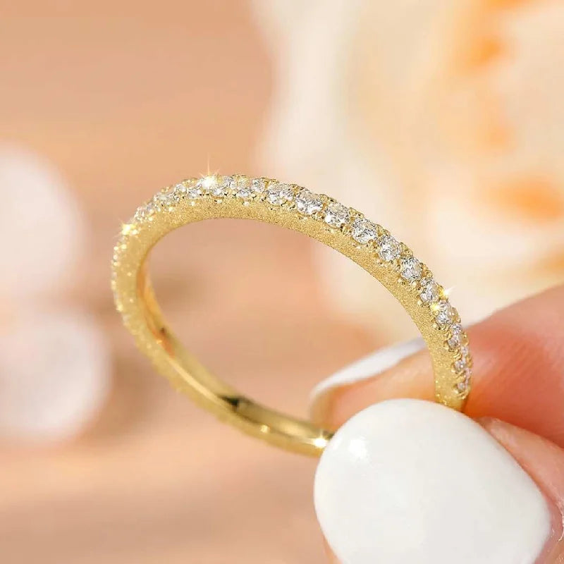 925 Sterling Silber 2mm Fashion Simplicity Halbvoller Zirkon Stapelbarer Schlichter Ring für Damen Täglich Personalisierter Feiner Schmuck