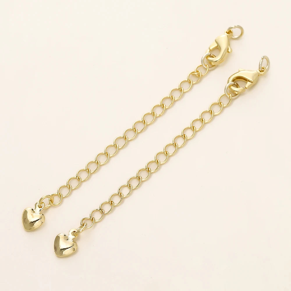 Paquete de 5/10 unidades de cadena de extensión de latón chapado en oro de 14/18 quilates con cierre de mosquetón para fabricación de joyas de bricolaje