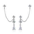 NeeTim Voll-Moissanit-Ohrstecker-Kettenohrringe für Damen Funkelnde Labor-Diamantohrringe 925 Sterling Silber Damen-Ohrringe Schmuck