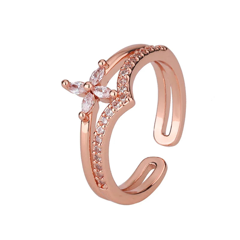 925 Sterling Silber Blumen Zirkon Eheringe Für Frauen Paar Elegant Luxus Schmuck Hochzeit Argent 925 Schmuck
