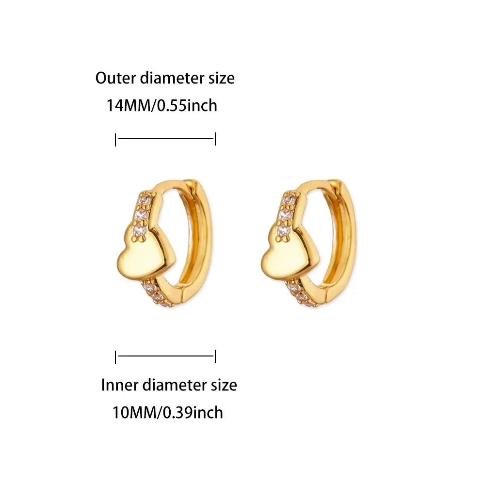 Hohle Zirkon-Herzohrringe für Frauen, Edelstahl, Goldfarben, Herz-Ohrring, Luxuriöser Hochzeitsschmuck für Paare, Geschenk, kostenloser Versand