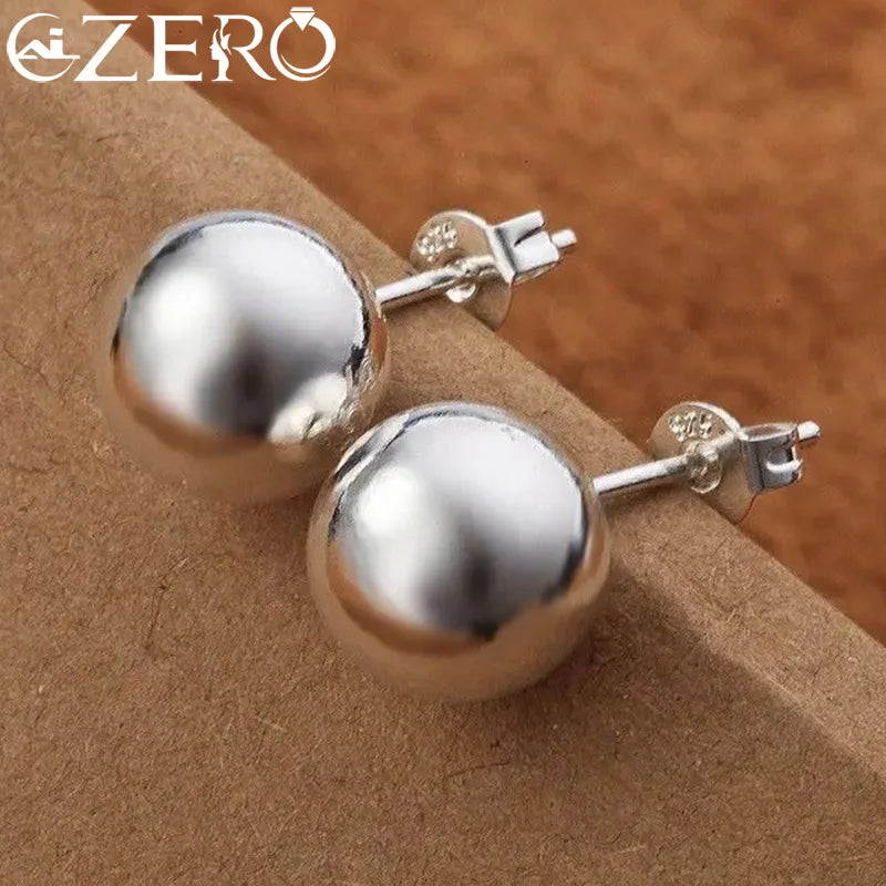 925 Sterlingsilber klassische 8 mm 10 mm Perlen Ohrstecker für Damen Mode Weihnachtsgeschenke Street All-Match Party Schmuck