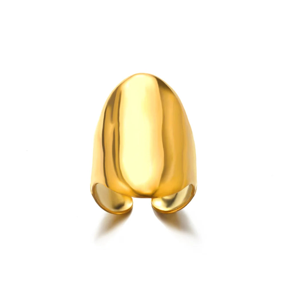 316L Edelstahlringe für Frauen Goldfarben Mehrlagiger Geometrischer Offener Ring Vintage Wasserdichter Hochzeit Ästhetischer Schmuck Geschenke