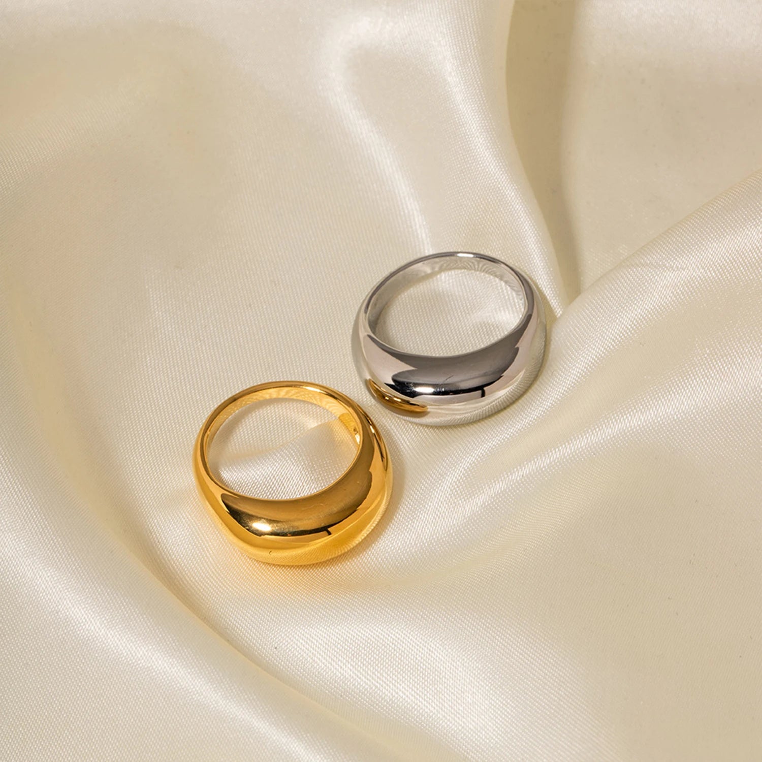 SUNIBI Fashion Simple Edelstahlringe für Damen Bogenringe Schmuck Paar Jahrestag Geometrischer Ring Größe 5 6 7 8 Schmuck