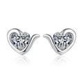 NeeTim Moissanite Herz Ohrstecker für Damen, 925er Sterlingsilber mit Weiß-Champagner-Vergoldung, Hochzeitsohrringe, zertifiziert