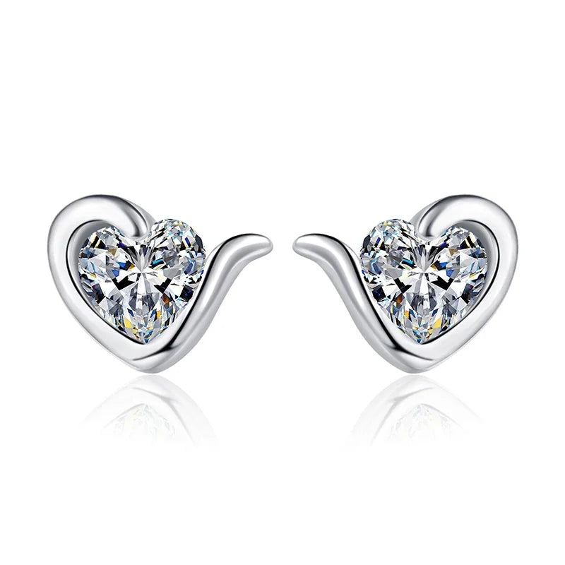 NeeTim Moissanite Herz Ohrstecker für Damen, 925er Sterlingsilber mit Weiß-Champagner-Vergoldung, Hochzeitsohrringe, zertifiziert