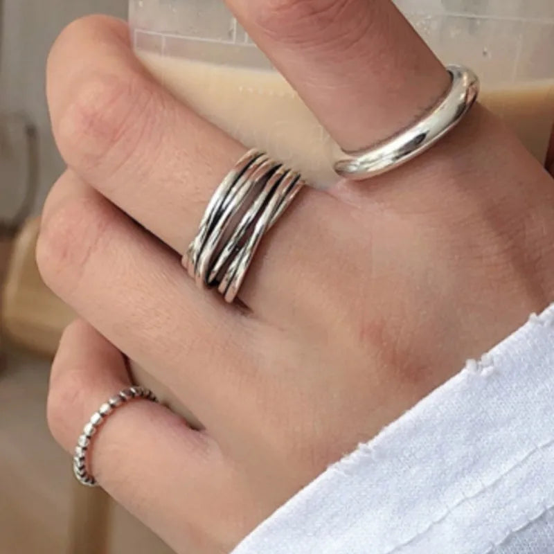 Anillo cruzado de plata de ley 925 para mujer, diseño geométrico, simple, vintage, hueco, joyería, regalo para fiestas, venta al por mayor, dropshipping