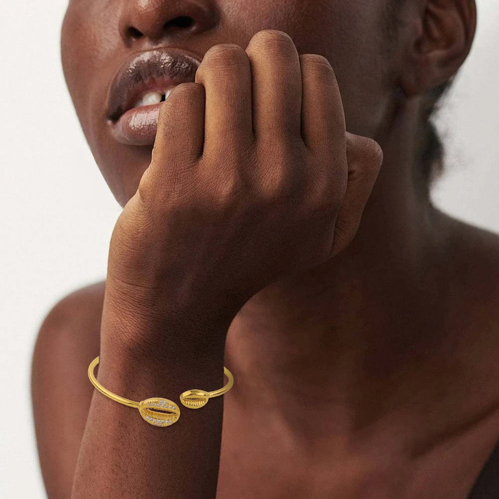 Armbänder Muschelringe Farbechte, fleckenfreie Schmuckstücke 18K Gold Farbe Afrika-Karte Schmuck Accessoires Jubiläumsgeschenke
