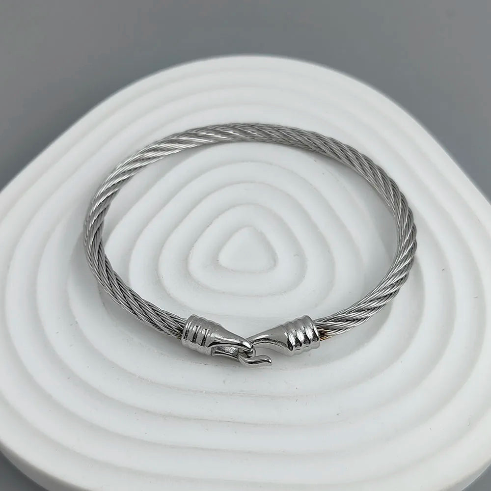 Neuer Drahtseil-Knopfhaken, vergoldetes Edelstahlarmband 18K, hochwertiges wasserdichtes Paararmband, Ehefraugeschenk