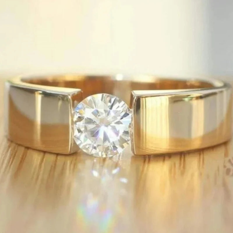 Geometrische Mode Gold Farbe Intarsien Bunte Zirkon Ringe für Frauen Party Accessoires Geschenke Kundenspezifischer Schmuck