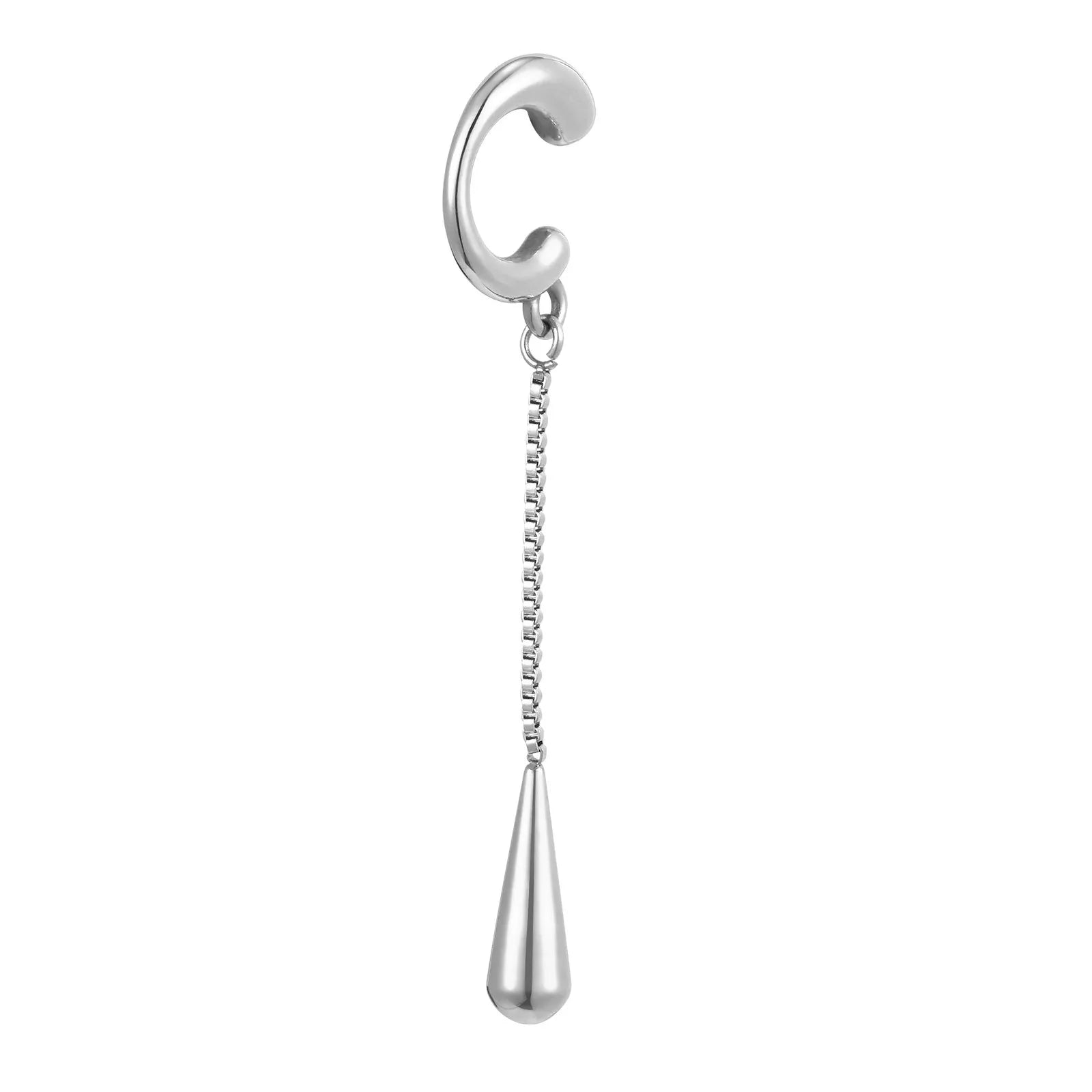C-förmige Metall-Ohrklemme mit Quaste in Tropfenform für Damen, 1 Stück, keine Piercings, Ohrknorpel-Clips