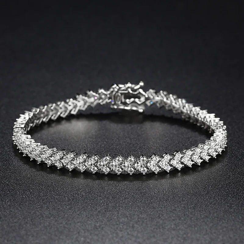NeeTim Moissanite Tennisarmband 925 Sterling Silber Labor Diamant Armbänder mit Weißgold plattiert Edler Schmuck für Damen