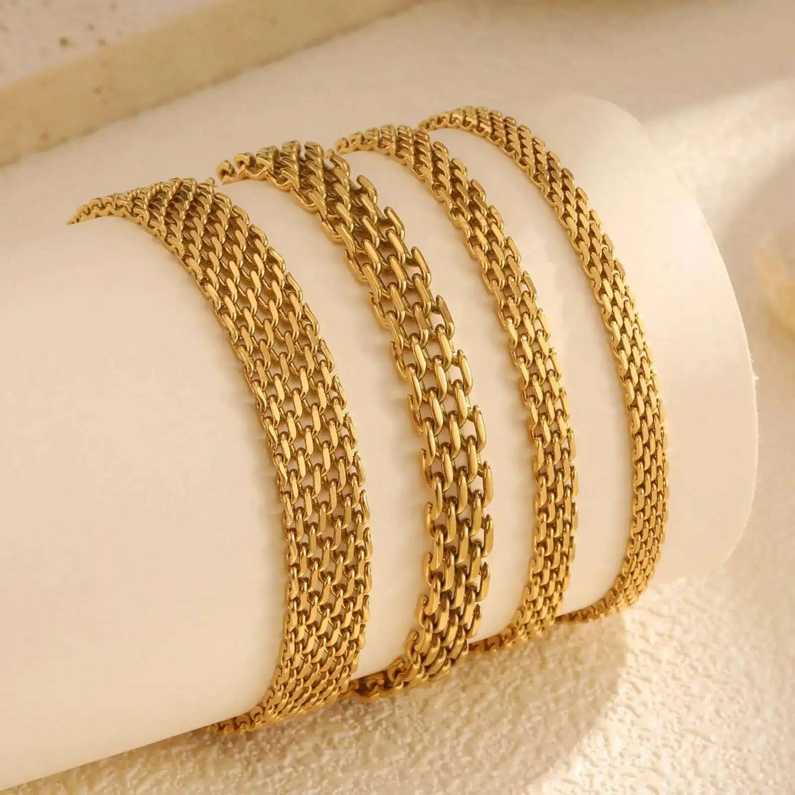 Edelstahlarmband für Damen, Gliederarmband aus Edelstahl, 3 mm/4 mm/6 mm, vergoldetes italienisches Kettenarmband, Schmuckgeschenk, anlaufbeständig