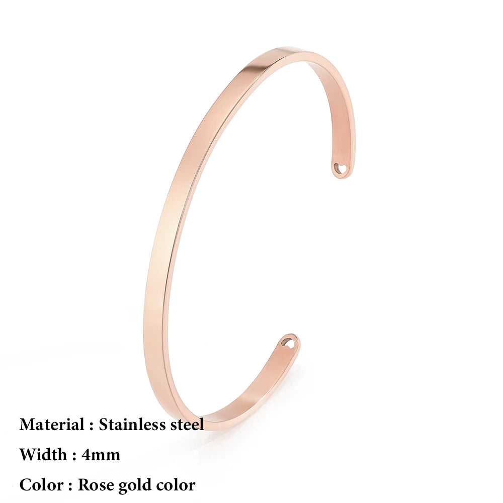 SUNIBI 4mm 6mm Edelstahl Manschette Goldfarben Armreif für Frauen Schmuck Geschenke Großhandel Dropshipping