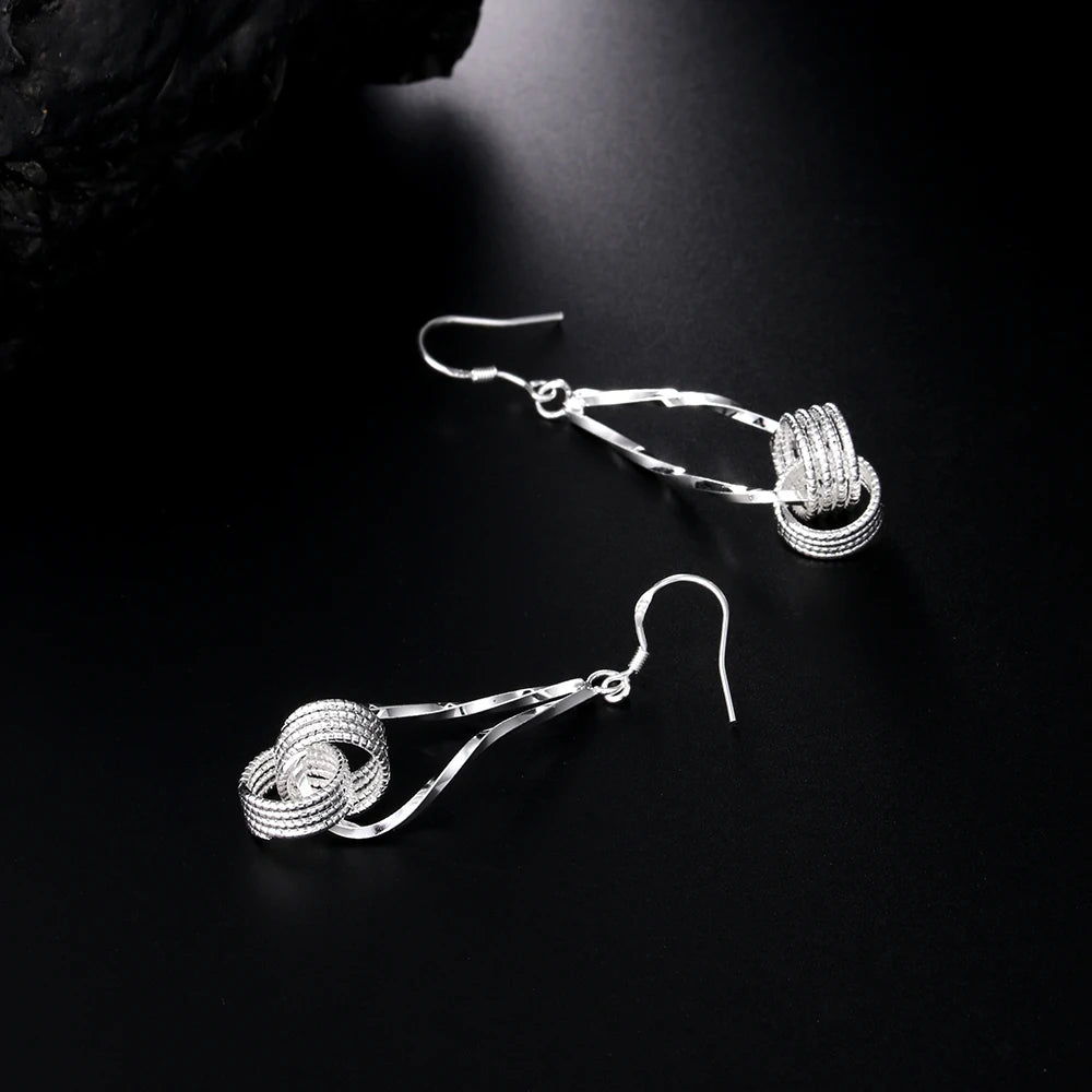 Mode Charms 925 Sterling Silber Netzperlen lange Ohrringe für Damen Hübsche Mode Party Hochzeit Schmuck Weihnachtsgeschenke