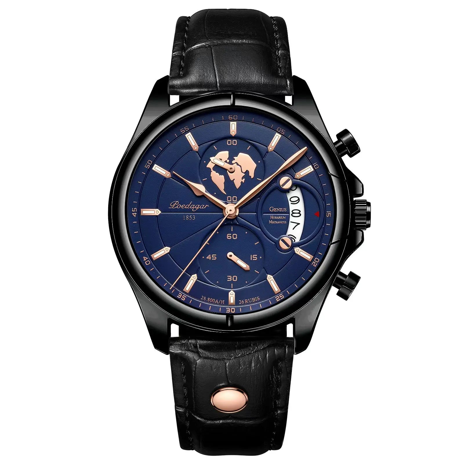 POEDAGAR Lujo Hombre Reloj de Pulsera Cronógrafo Fecha Impermeable Cuero Reloj Hombre Casual Cuarzo Relojes de Hombre Deportes Reloj Masculino