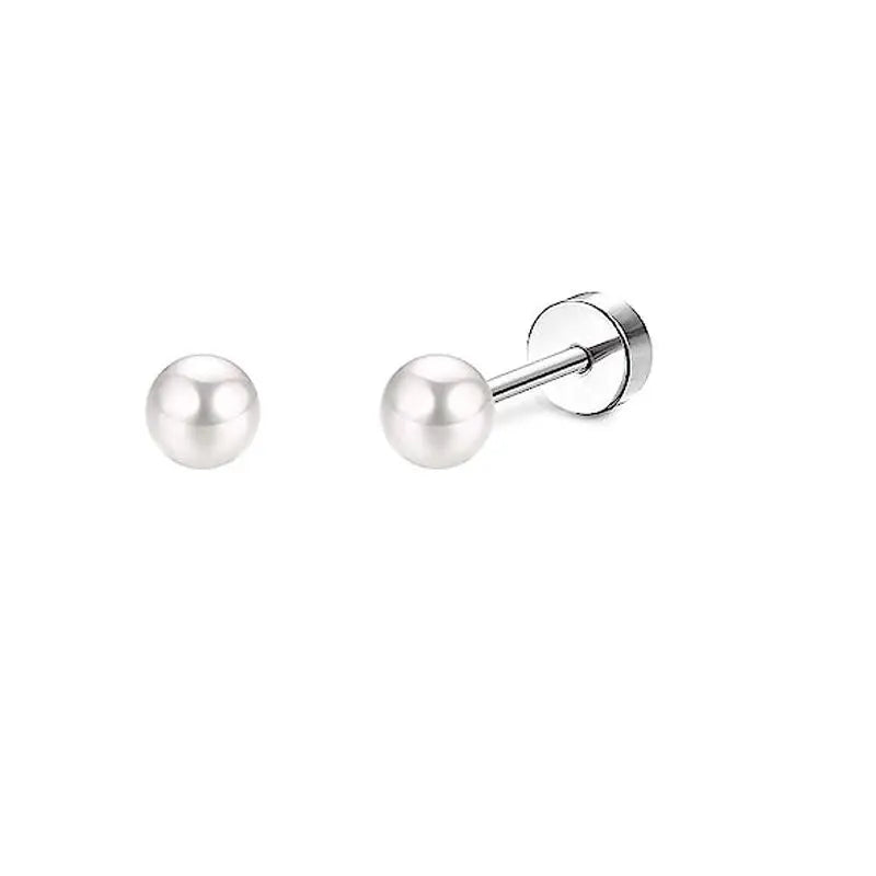 2er-Set Edelstahl Herz-Mond-Ohrstecker Schraubkugel-Ohrstecker für Frauen Mode Ohr Tragus Knorpel Piercing