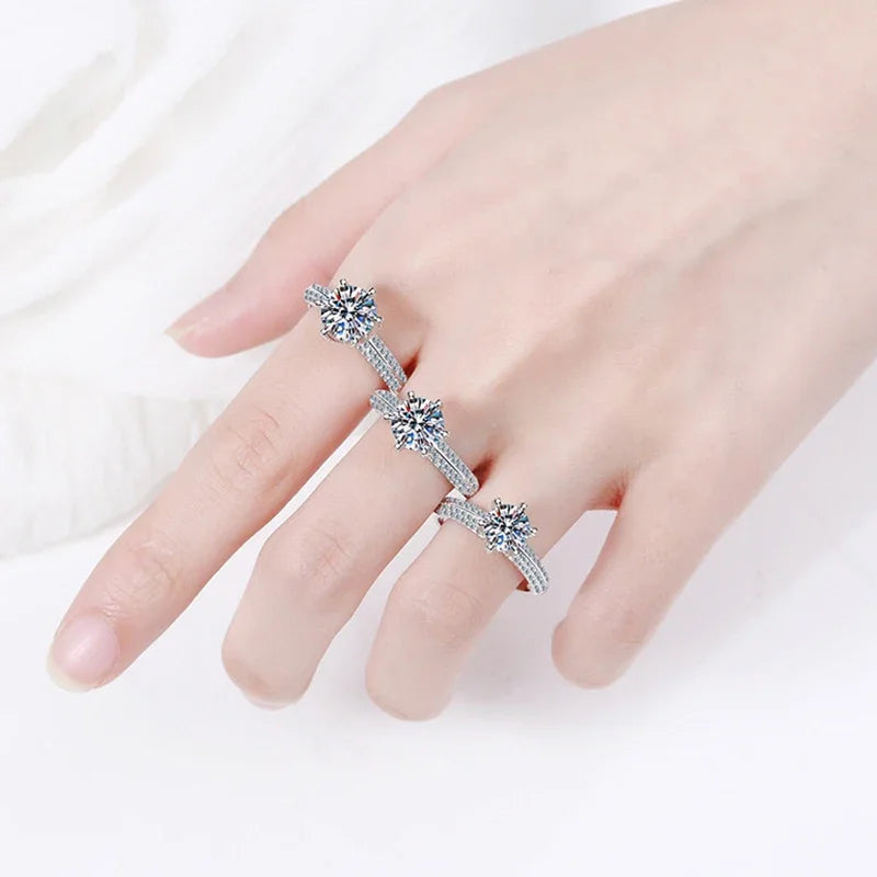 NeeTim 5 Karat Moissanit Eheringe für Frauen 925 Sterling Silber Ewigkeit mit Weißgold überzogen Band Verlobungsschmuck