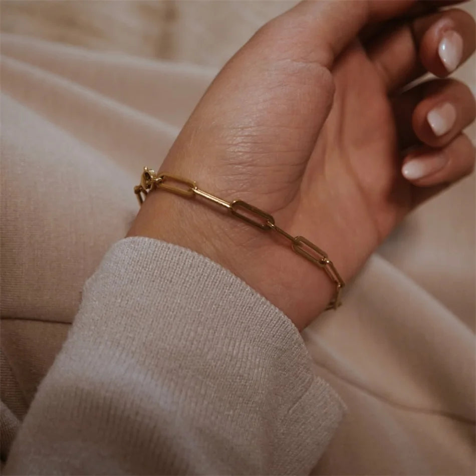 Armband für Damen, Curb Cuban Link Chain, Edelstahl, Damenarmbänder, Ketten, Davieslee Schmuck